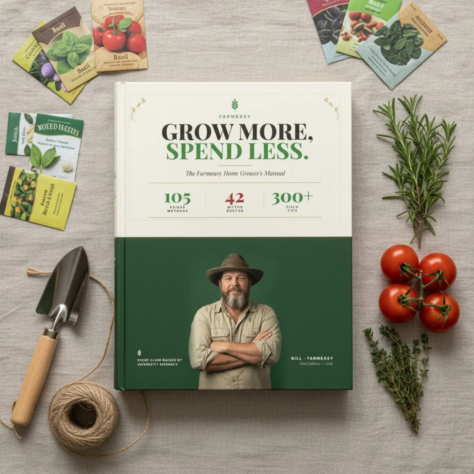Overhead flat lay with seed packets